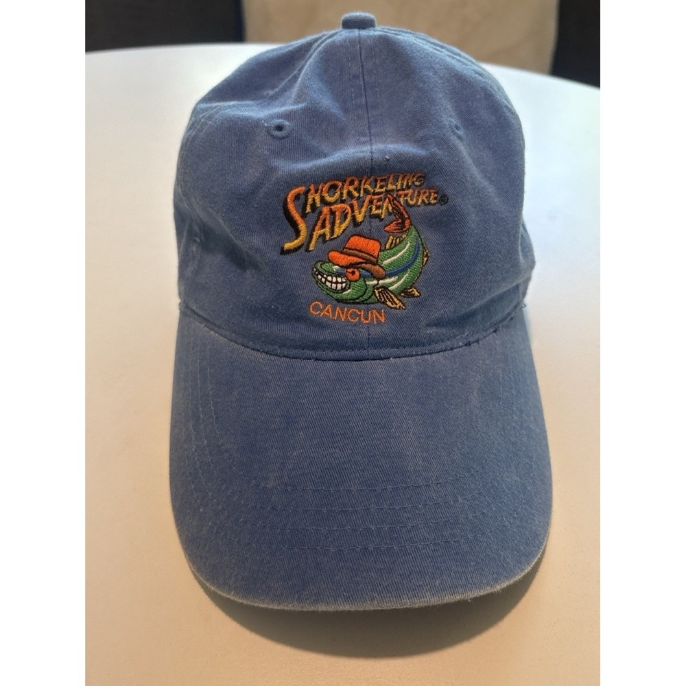Vintage Cancun Snorkeling Adventure Hat Save The Reef Blue Cap OTTO Adjustable